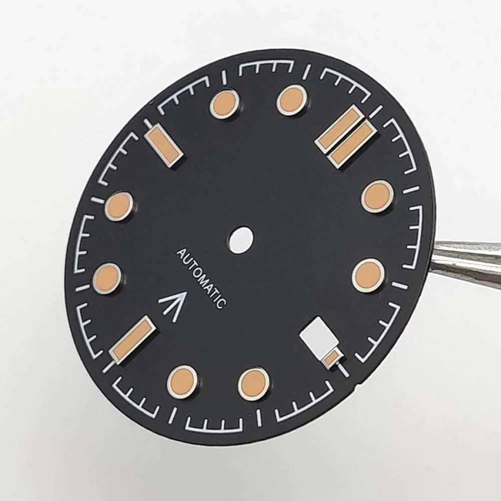 NH35 Dial 31MM Green Luminous Watch Dial for NH35 NH36 4R35 Movement Single Calendar Watch Faces for SKX007 Modified Accessories