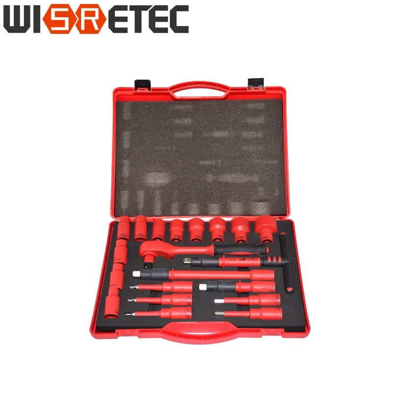 

Industrial-Grade VDE Insulated Tools 20PCS 1000V 1/2 Ratchets Wrench Sockets T-Handle Hex Bits Sockets NO.4202