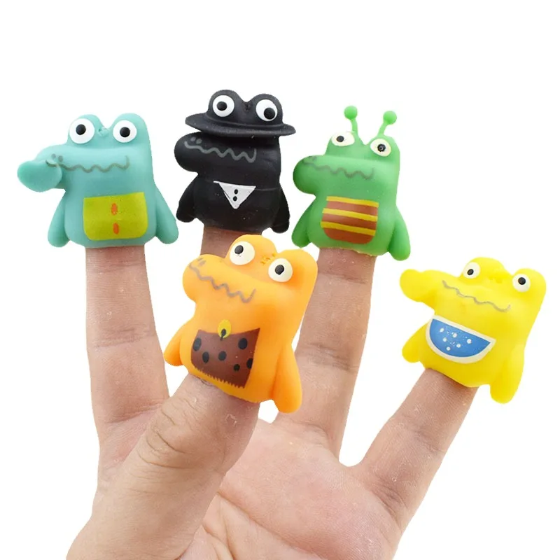 5Pcs Novelty Funny Cartoon Cute Little Crocodile Finger Puppet Simulation Crocodile Doll Model Children Storytelling Props Toys