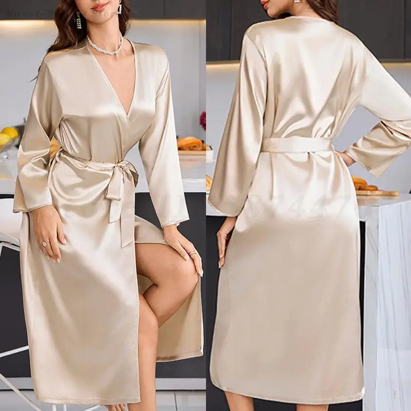 

Халат для женщин, атласная одежда для сна, повседневная ночная рубашка, свадебное утреннее платье, подарок, сексуальная ночная рубашка, интимное белье