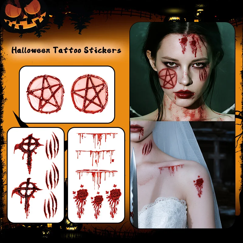 

Временная татуировка-наклейка с руной крови на Хэллоуин, долговечная и водонепроницаемая, слезы монахини, татуировка-наклейка для лица, руки