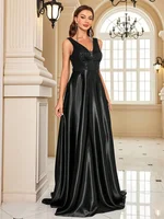 Elegant Sequins Evening Dress For Women 2024 Deep V-neck Satin Prom Party Green Dress Floor Length Blue Formal Gowns - Image 4