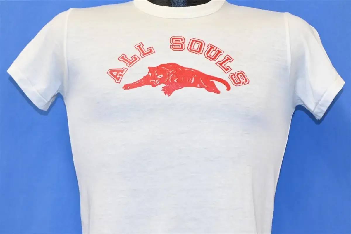 70s All Souls World Language Catholic School Panthers Mascot T Shirt Youth Large
