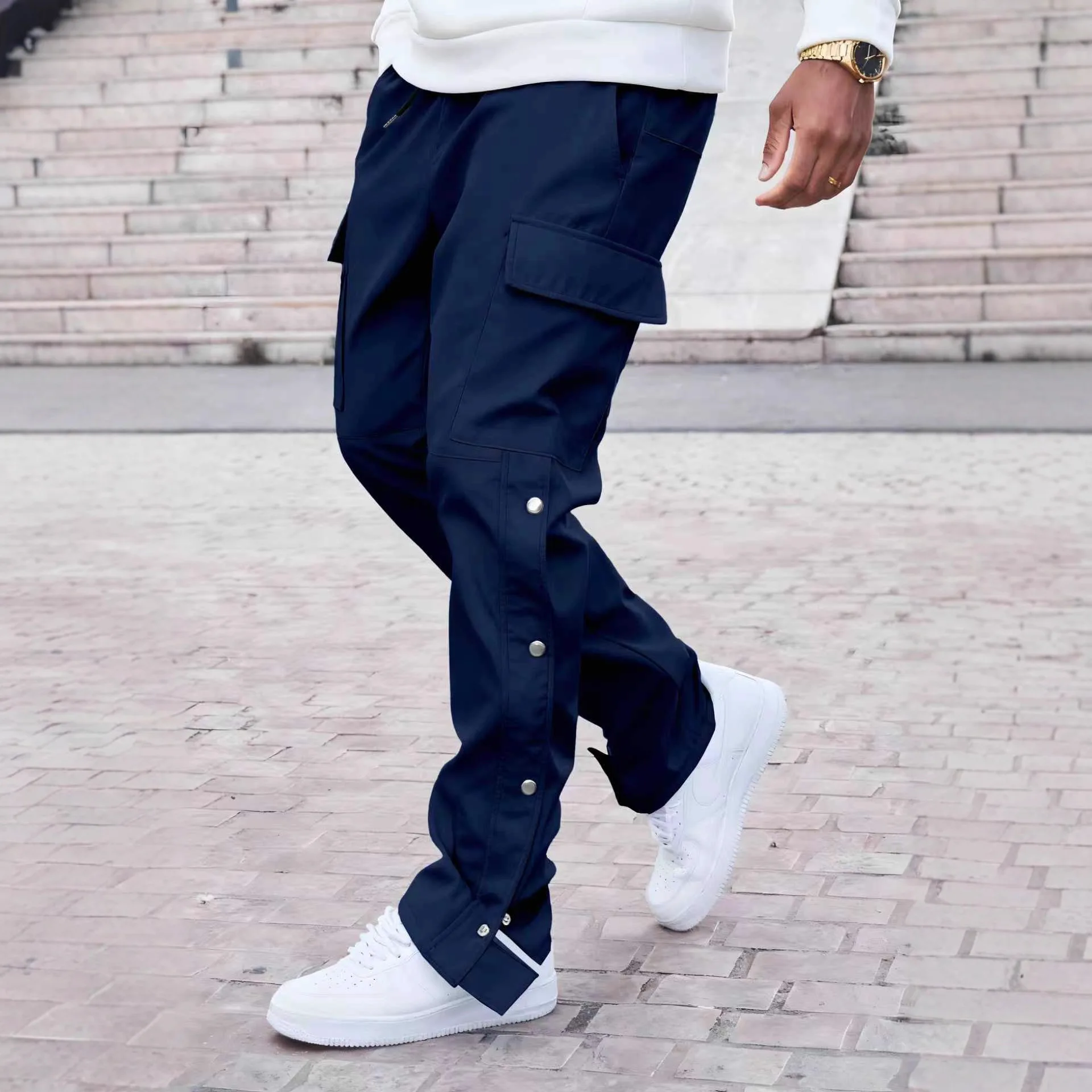 Spring and autumn new style men's multi-pocket fashionable workpants,Solid-color comfortable men's pants