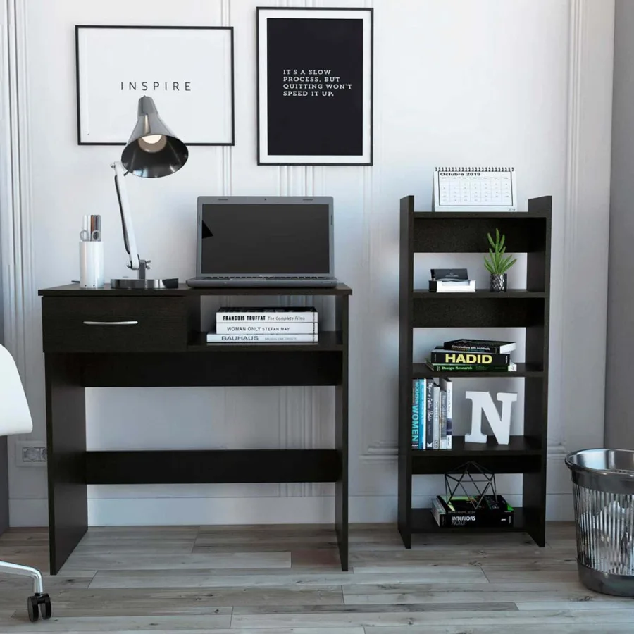 

Plano Two Piece Home office Set; One Drawer; Four Shelves By Separated