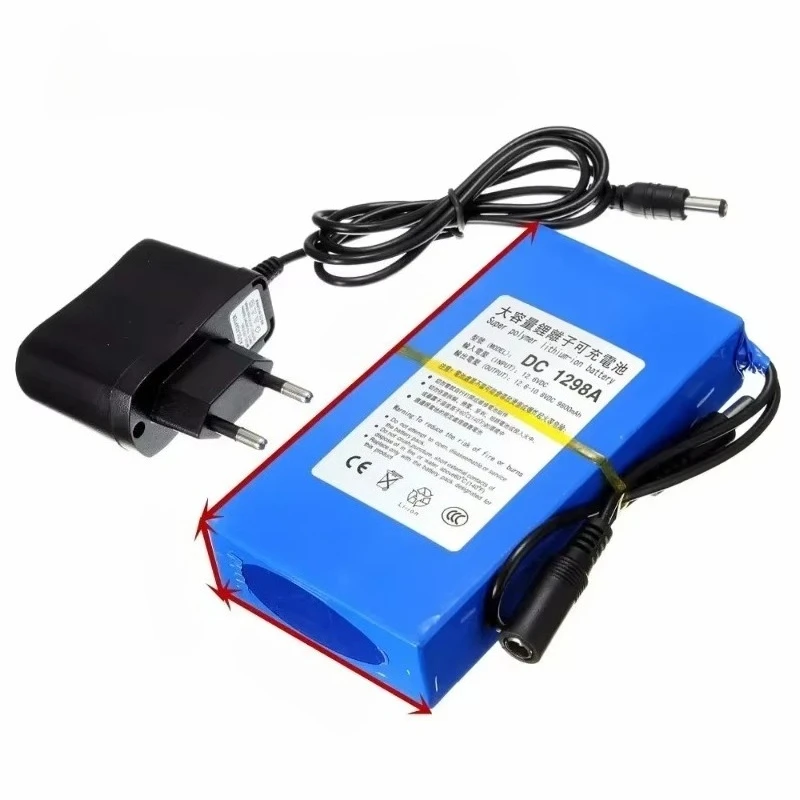 DC 12V 3000mAh 6800mAh 9800mAh Li-Polymer Battery Pack with 12.6V Charger for CCTV Camera/Audio Amplifier/Portable Device