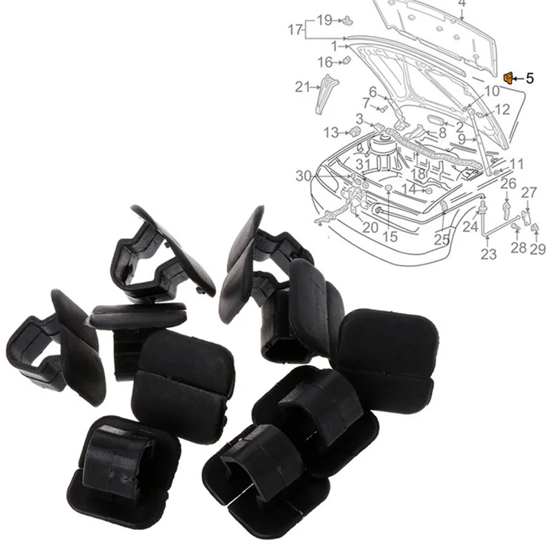 

Автомобильный зажим для изоляции капота для Polo Tiguan Passat B5 B6 SEAT Leon 2 Skoda Octavia 2, пластиковый фиксатор изоляции капота
