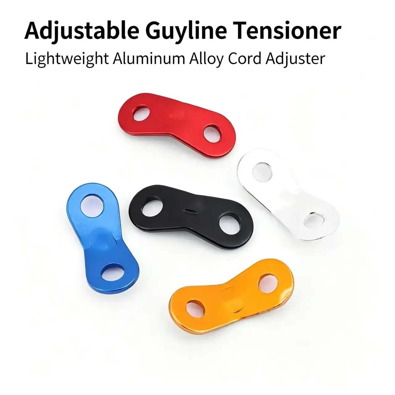 6Pcs Tent Guyline Tensioners, Aluminum Alloy Double-Eye Cord Adjusters, Windproof Rope Buckles for Camping Tent Canopy Awning