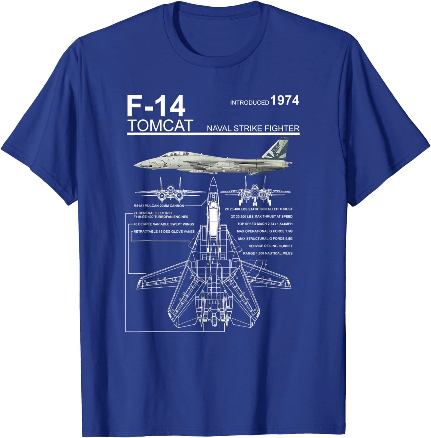 F-14 Kater Marine Jager Straaldiagram Mannen T-Shirt Korte Mouw Casual Katoenen O-hals T-Shirt