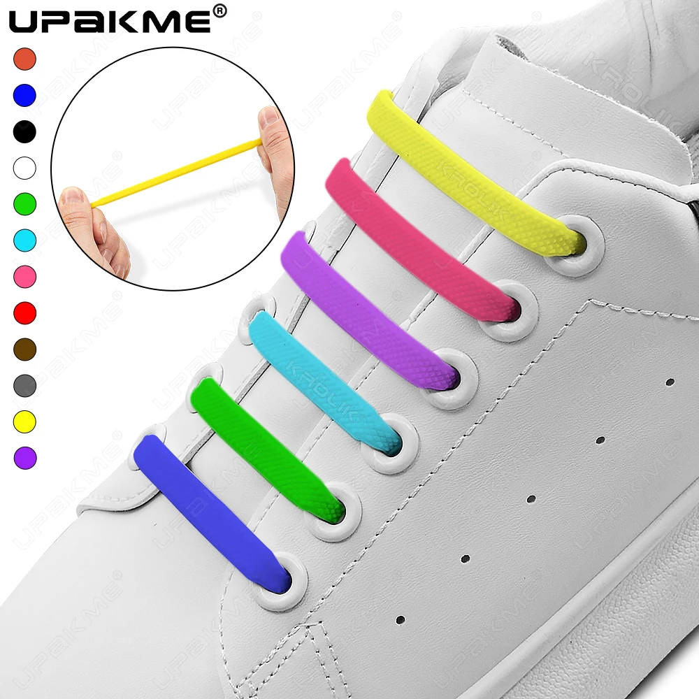 16Pcs Silicone Lazy Shoelaces No Tie Quick Lace Elastic Women Men Kids Adults Sneakers Lacing Shoelaces Buckle Shoes Accessories