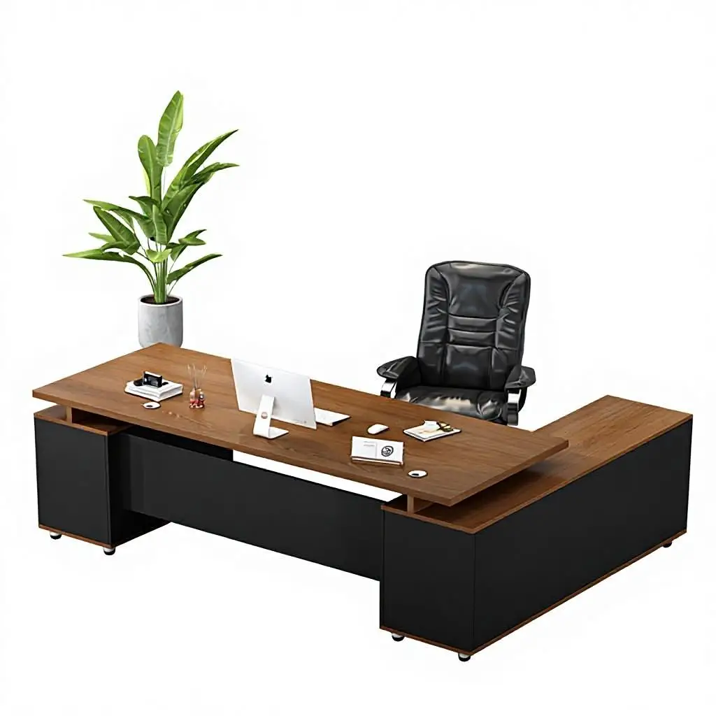 *Boss Luxury Executive Wood Desk Commercial  L-shaped Wood Desk for Commercial Executive Style Desk
