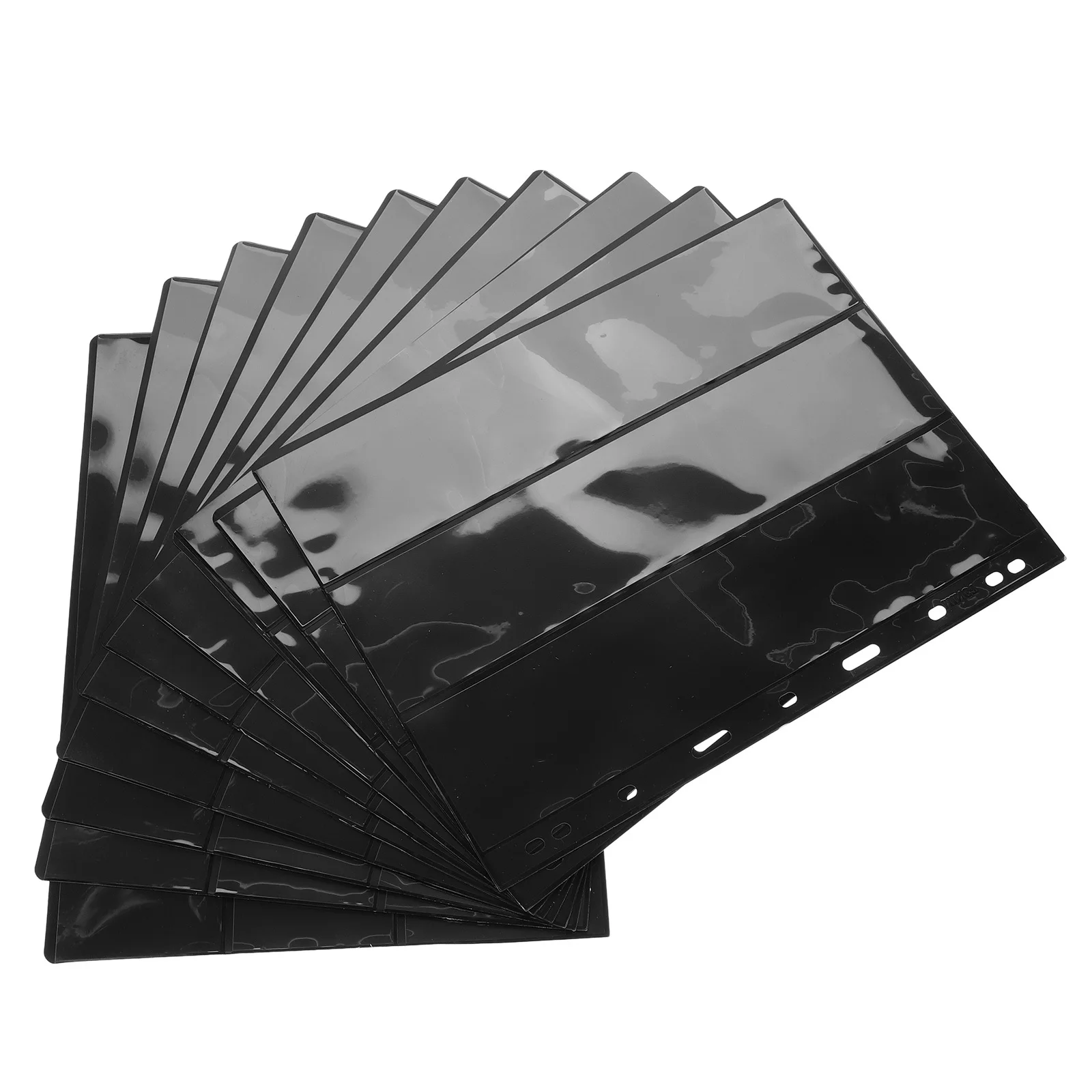 10 個アルバム黒背景 3 スロットペットスリーブ収集用収納オーガナイザースタンプページコレクター用スタンプホルダーシート
