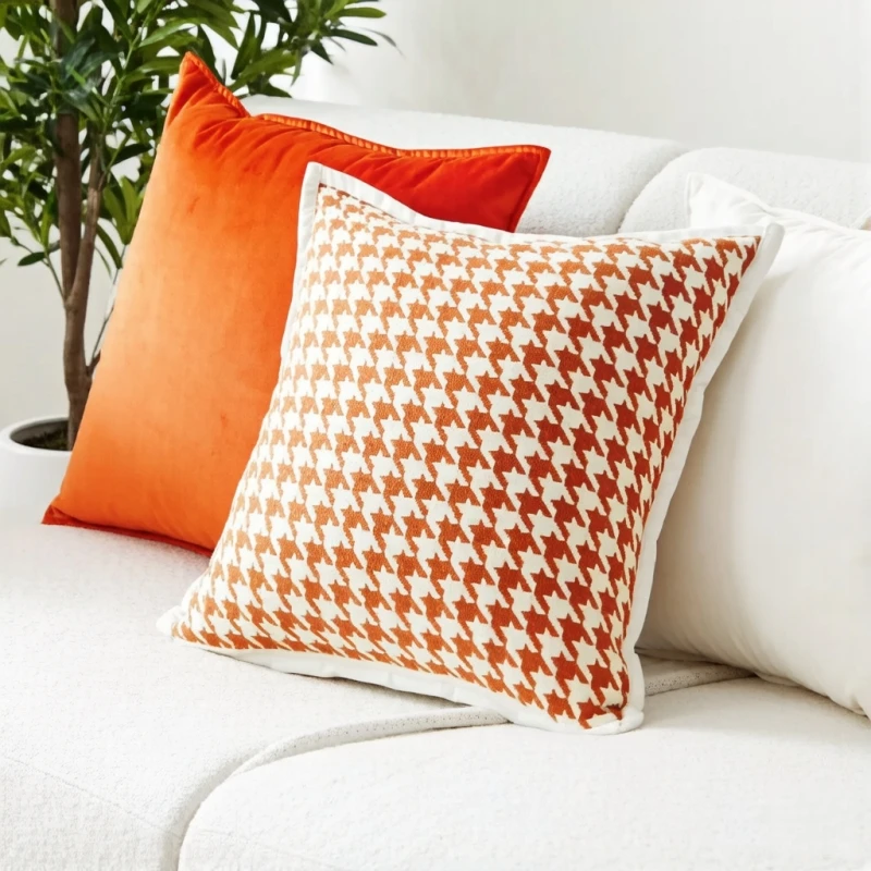 

45x45 Sofa Pillow Cover Classic Backrest Pillowcase with AB Face Vintage Sofa Decorative Cushions Warm Color Home Pillows