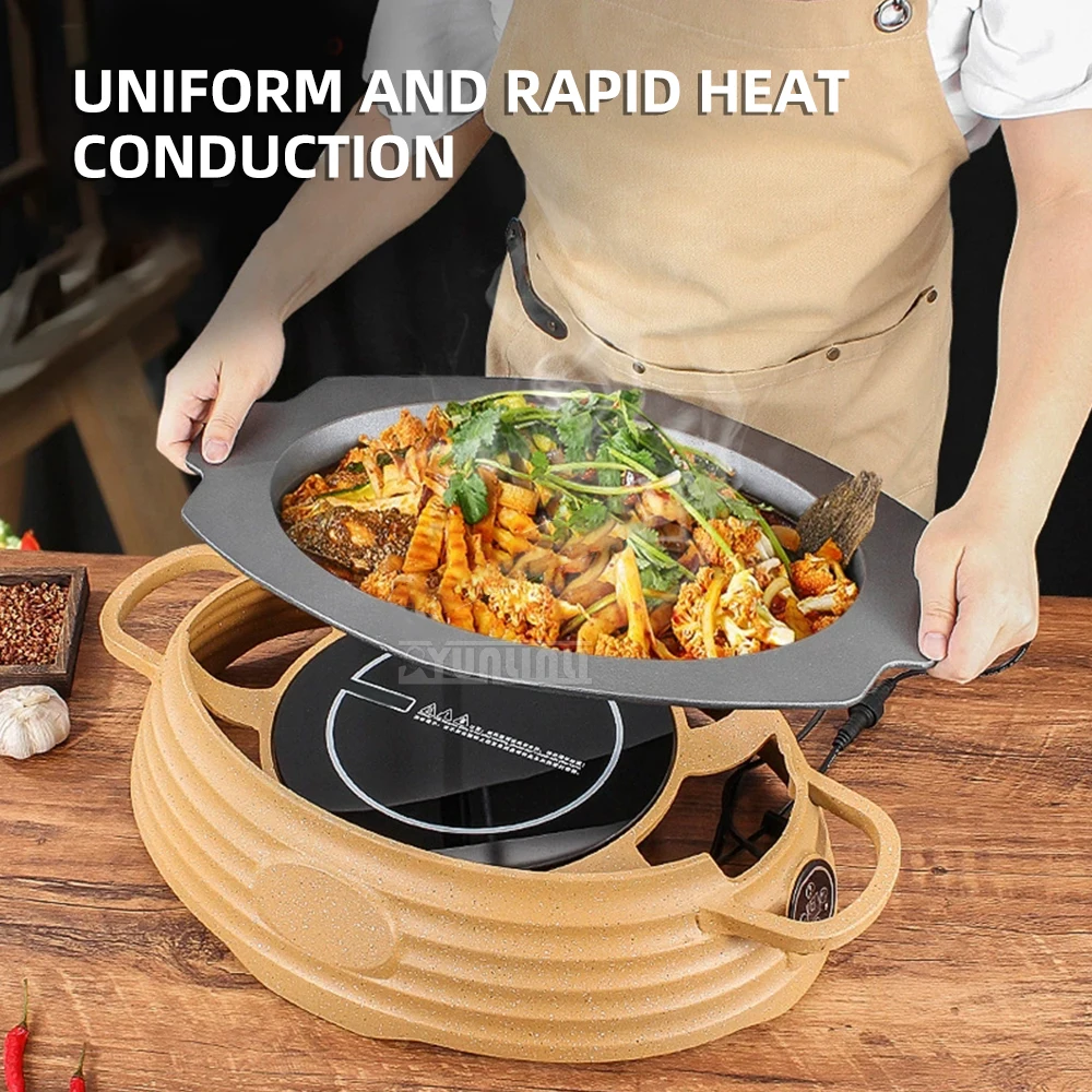 Kitchen Fish Cooking Equipment High Fire Induction Cooker Aluminum Alloy Non Stick Baking Plate Fish Oven