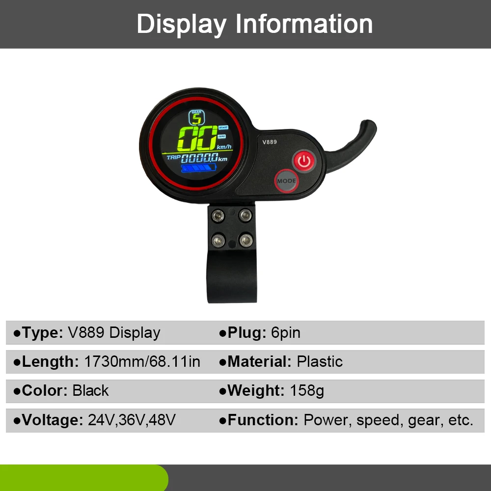 JN 17A 26A 30A Three-Mode Sine Wave Controller with JN V889 LCD Display Use for 36V 48V 250W-1000W Motor Conversion Parts