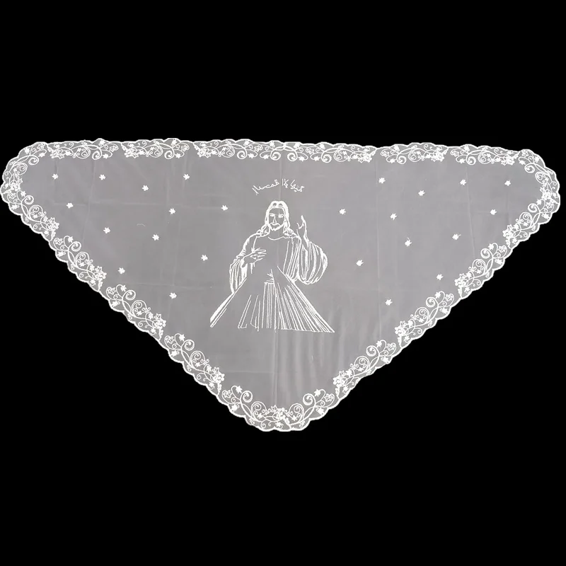 Embroidery Triangular Veil Lace Chapel ShawlWomen Head Covering Catholic Veil