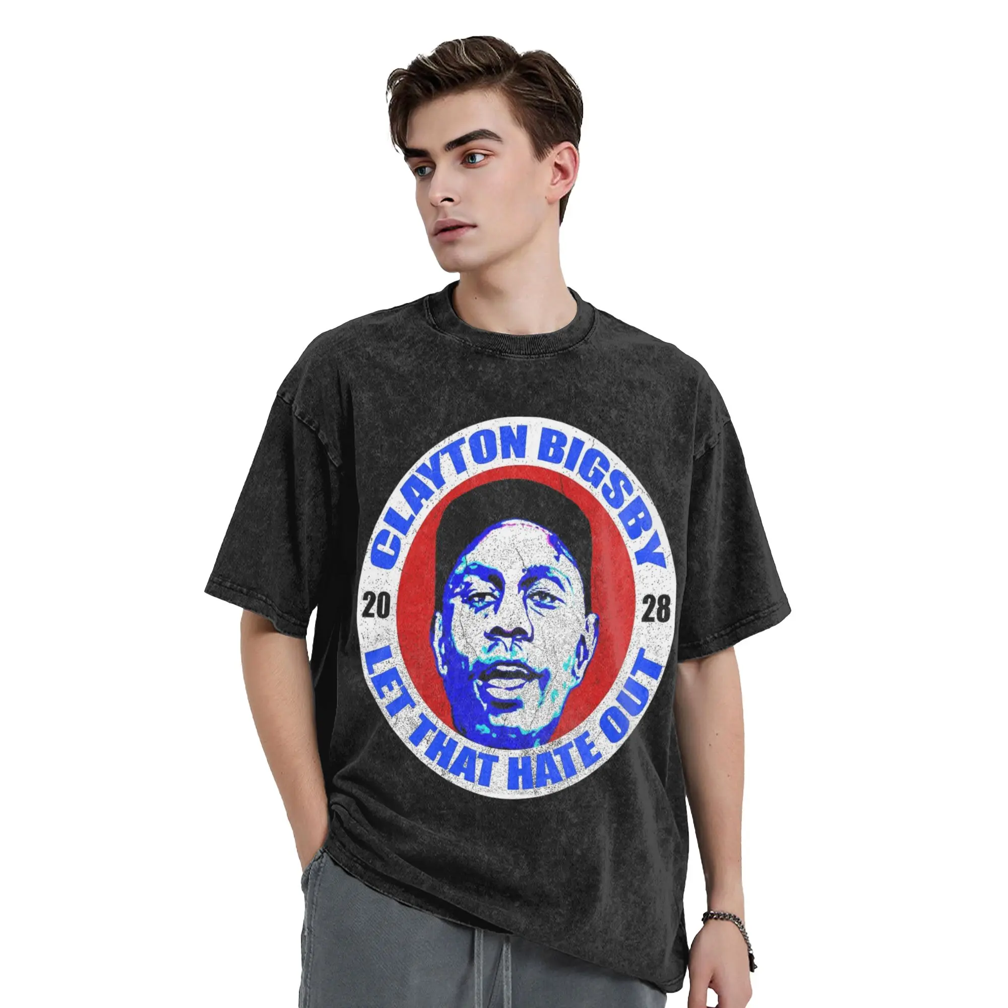 Washed T Shirt Vintage Clayton Bigsby For President 2028   T-Shirt Oversize  Streetwear Short Sleeve Summer Tops Tees