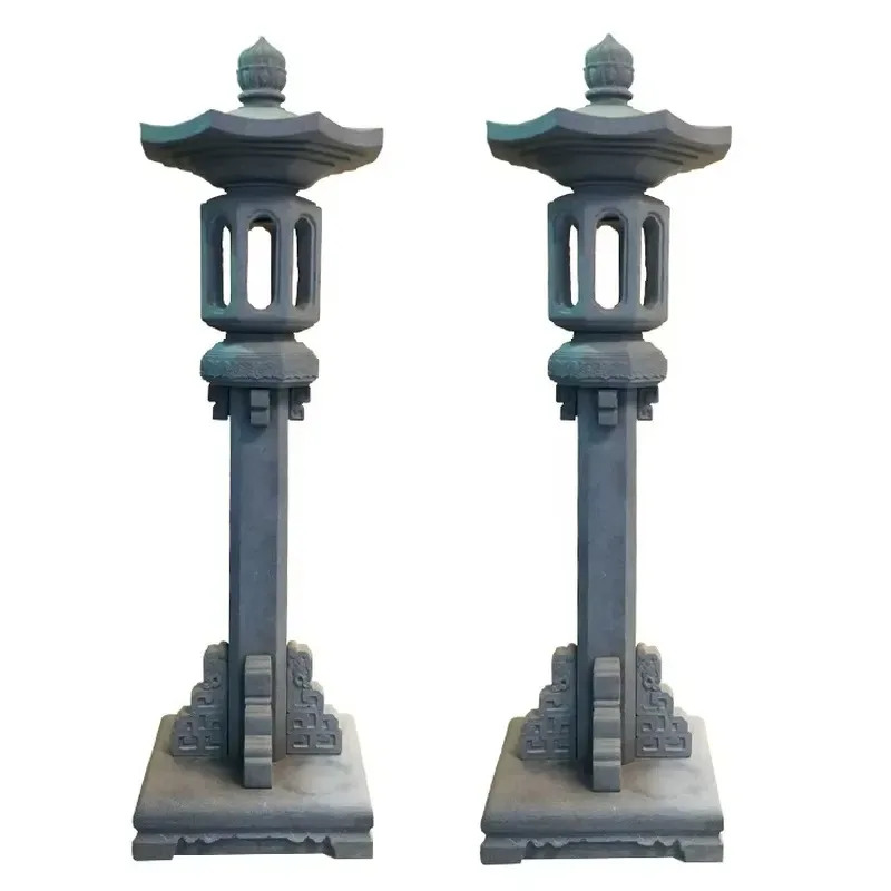 for Japanese Garden Large Stone Tower Solar Lamp Ancient Natural Granite Carving Lantern Outdoor Decor