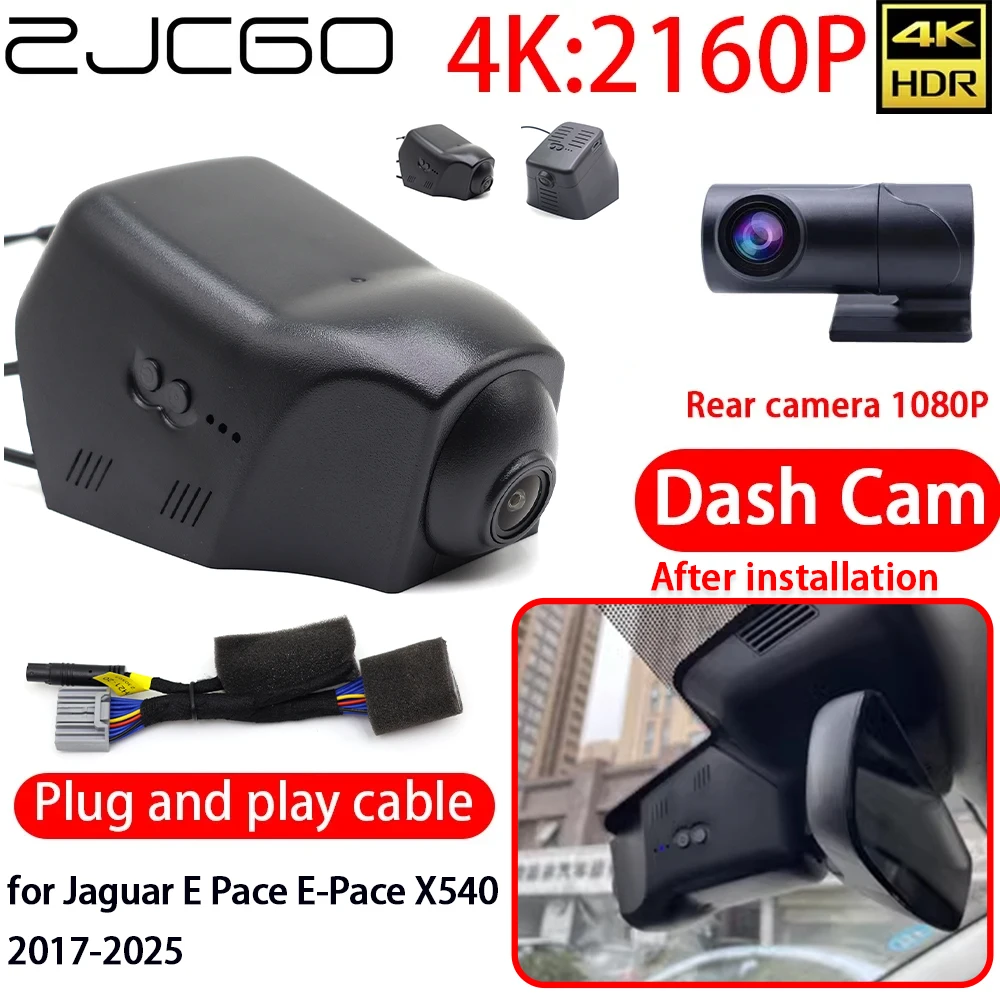 

ZJCGO 4K Car DVR Dash Cam Wifi Front Rear Sony Lens Camera 24h Monitor Recording for Jaguar E Pace E-Pace X540 2017-2025