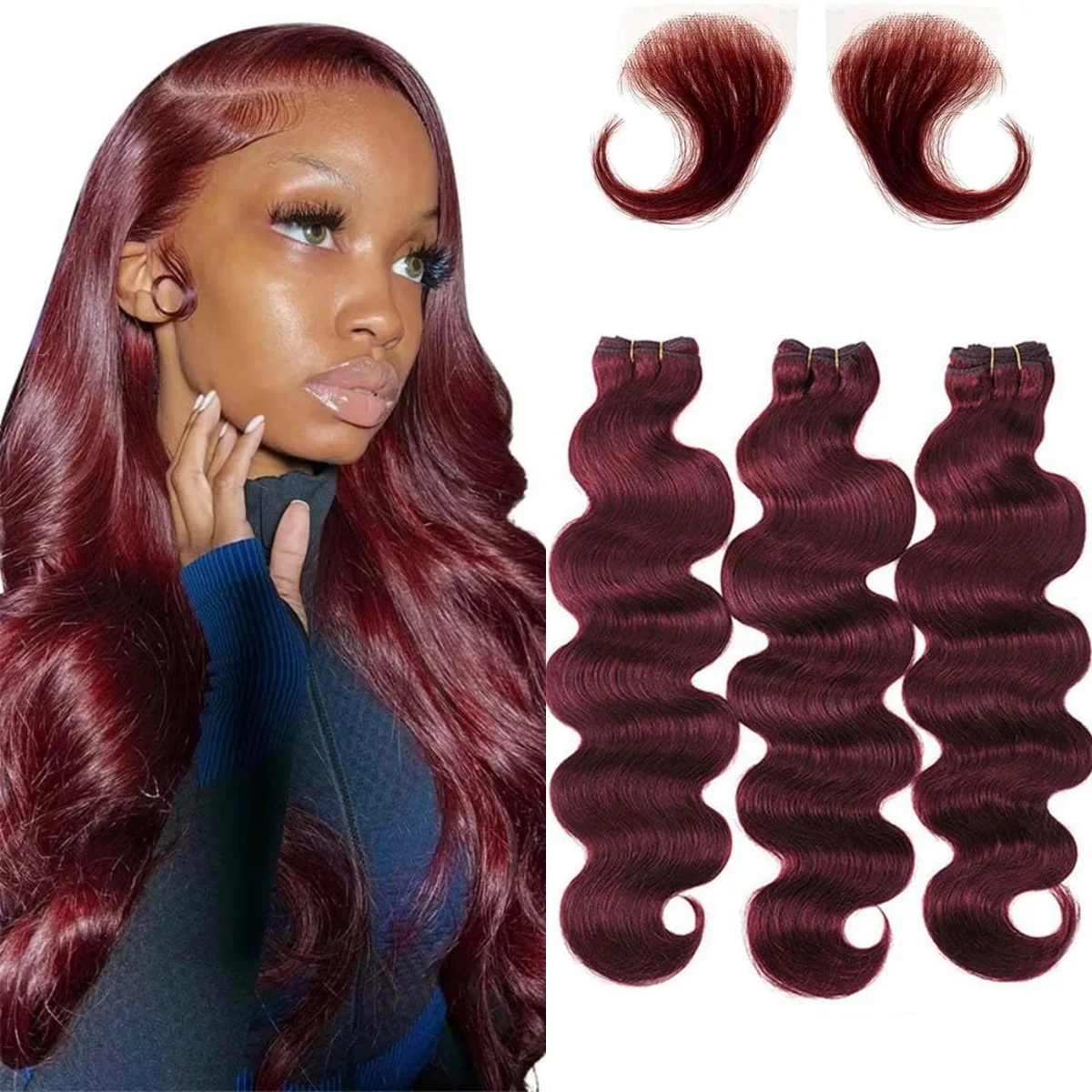 

99J Burgundy Body Wave Bundles Human Hair Extensions 16A Brazilian Unprocessed Virgin Hair Red Human Hair Bundles 3Bundles