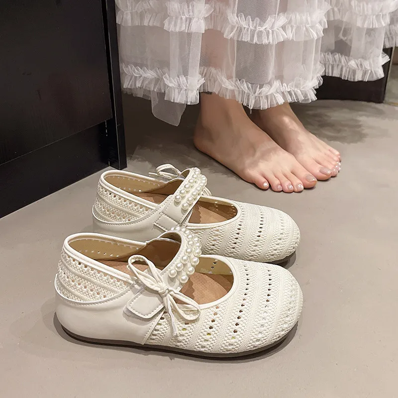 

Breathable Korean Style Hollow out Single Shoes Women's Casual Woven Mary Jane Slippers Spring Summer Fashion Roman Style