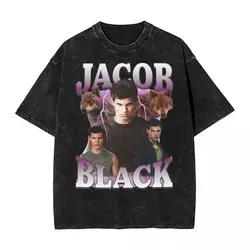 Twilight Jacob Black T Shirt Hip Hop Washed Cotton Oversize T-Shirts Novelty Men Women Tops Streetwear Summer Tees