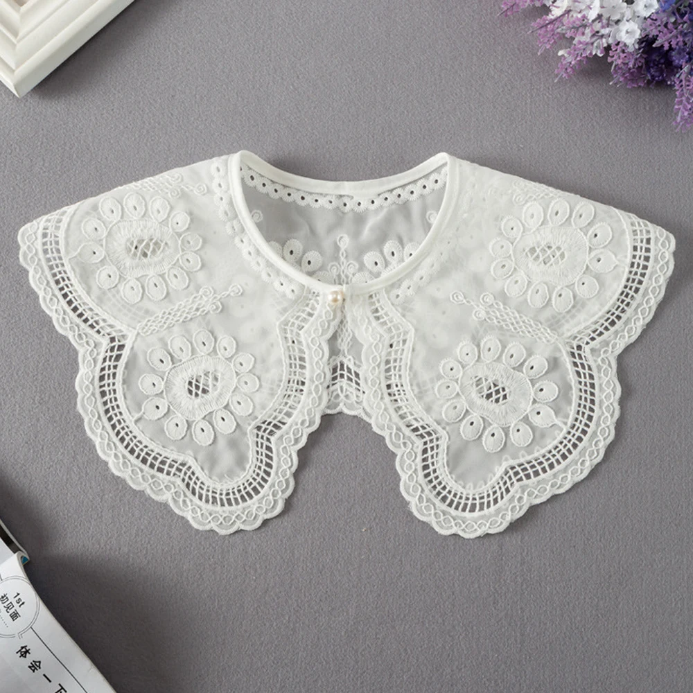 Summer Bow Tie False Collar Girl European Style Embroidered Chiffon Fake Collar Women Lace Neck Collar Doll Collar Accessories