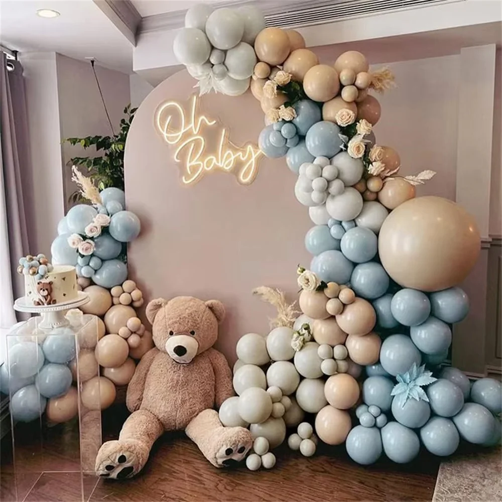 

Baby Blue White Sand Cream Balloon Garland Arch Kit kids1st Birthday Party Decoration Boy Latex Ballon Gender Reveal Baby Shower