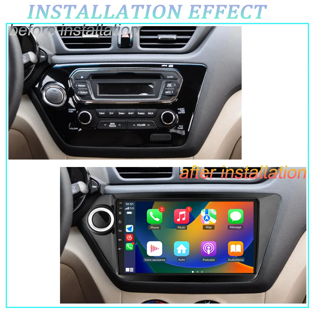 For KIA RIO 3 2010-2016 no 2din Android 14 Car Radio Multimedia Video Player GPS Navigation Wireless Carplay 2 din Stereo 4G DSP