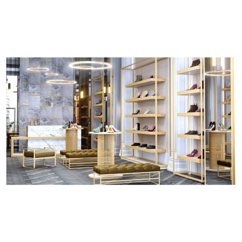 Présentoir de Chaussures Professionnel Personnalisé en Métal et Bois, Décoration de Magasin de Détail pour Femme