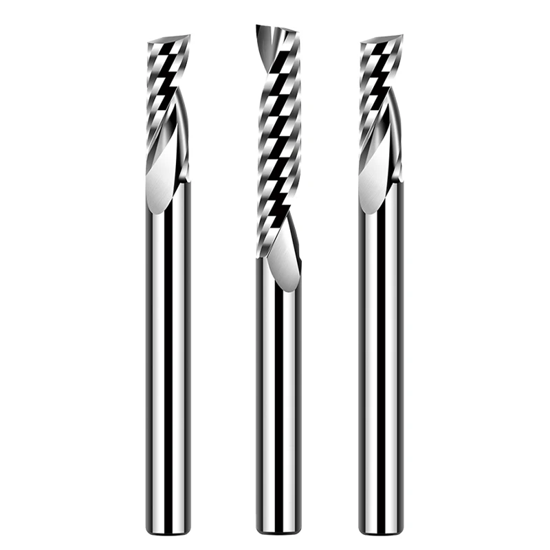 

Carving knife 3.175 Tungsten steel single-edge spiral milling cutter Plastic milling cutter Flexible material acrylic cutting
