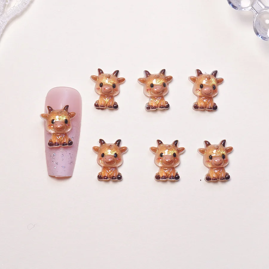 50/100/200 Stück, japanische Cartoon-Tiere, niedlich, 3D, Tierkreiszeichen, Harz, DIY, Nagelzubehör, zum Aufkleben auf Nägel – Detail 6