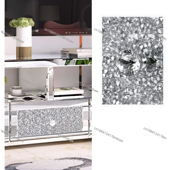 

Modern 3 Drawer Mirrored Crystal TV Stand Silver TV Console Table Tv Cabinet For Living Room Hotel Furniture