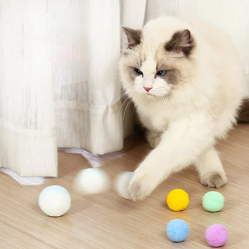 Cat Toy Silent Plush Ball Self-healing Boring Artifact Teasing Kitten Stick Self-entertainment Bite-resistant Mute Pet Supplies