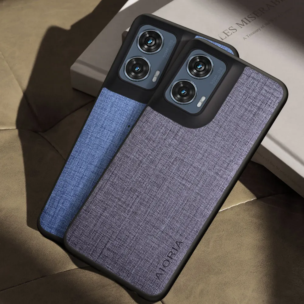 

Case for Motorola Edge 50 Pro Ultra Neo 5G Fusion funda Textile texture leather Soft TPU&Hard PC Phone Cover Capa