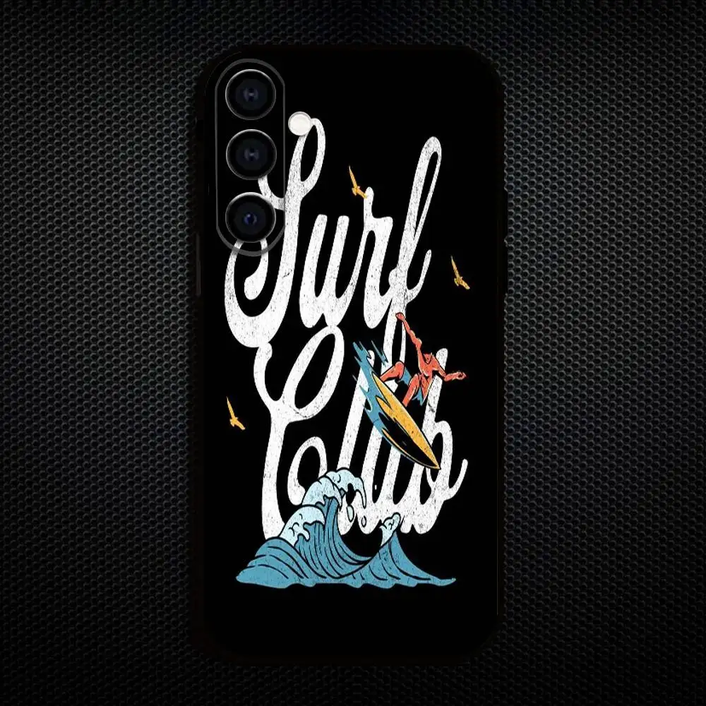 Etui na telefon Surfing At The Beach do Samsung Galaxy A73, A72, A71, A70, A53, A52, A51, inne miękkie czarne etui