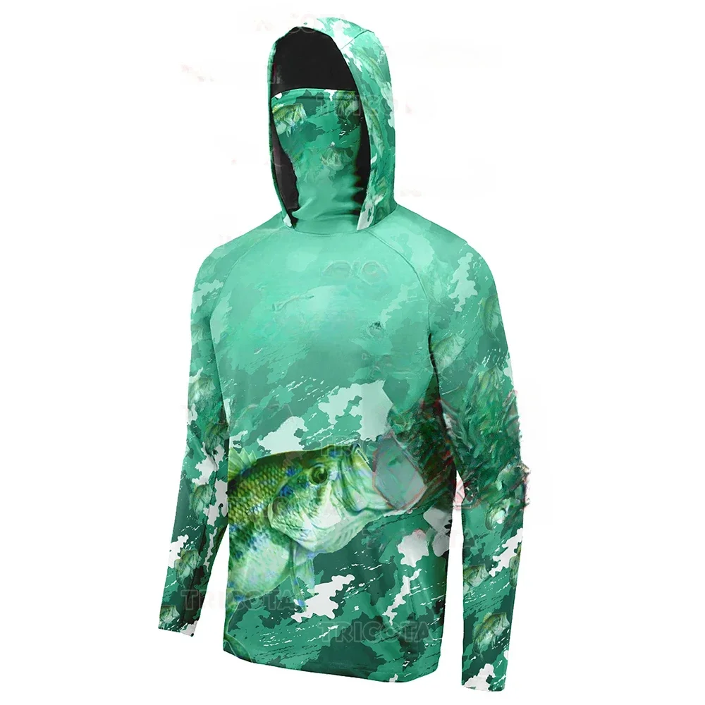 Fishing Shirts UPF 50+ Mens Hooded Fishing Shirt With Mask UV Hoodie Men Hooded Fishing Shirts Breathable Hoodie