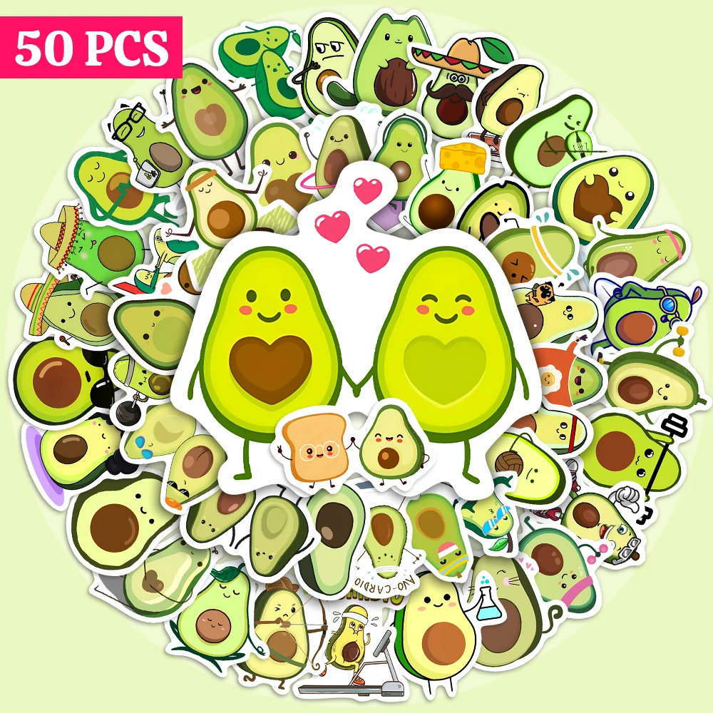 10/25/50PCS Cute Lovely Avocado Stickers Small Self-Adhesive Decals Photo Album Journal Scrapbook Luggage Refrigerator Notebook