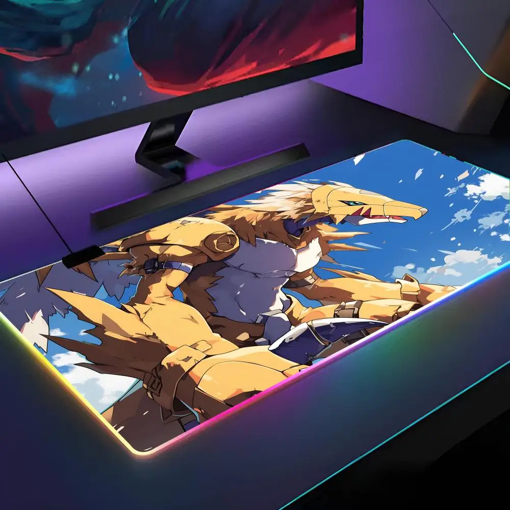 D-Digimon Adventure Mouse Pad RGB Backlit Mouse Pad Laptop Mouse Pad Laptop Gamer Meja Komputer Aksesori Gaming