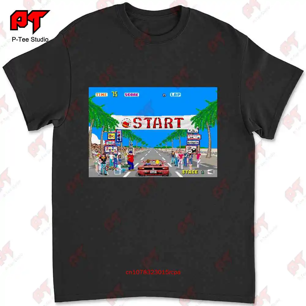 Meme Tributo Outrun Out Run Videogioco Auto Anni T-shirt U5ZD