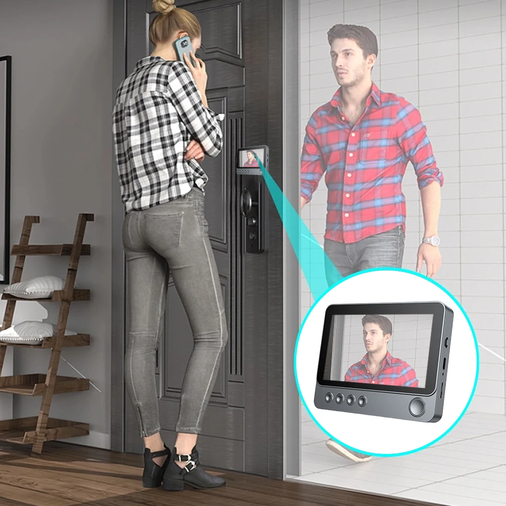 

2.4G Video Monitoring Doorbell 4.3 Inch IPS Screen Audio Video Doorbell Camera Night Vision Door Bell Intercom System for Villa