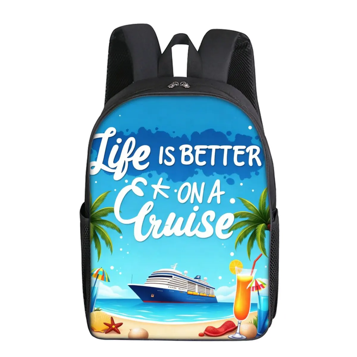 

Vacation Cruise Printing Single Layer Backpack for Boy and Girls Best Gifts 2D Flat Cartoon School Bags for Children