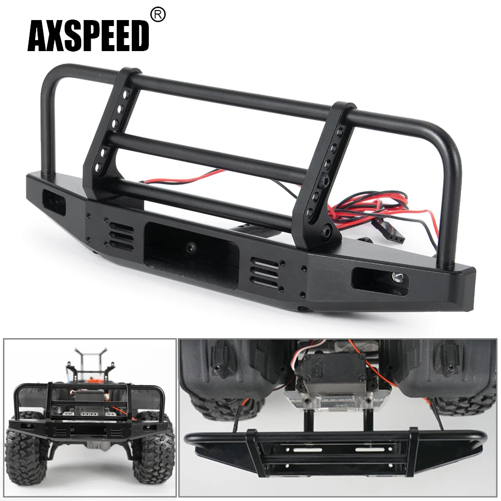 AXSPEED CNC stop metali zderzak przedni przeciwkolizyjne z diodami Led dla TRX-4 1/10 zdalnie sterowany samochód gąsienicowy części modelu