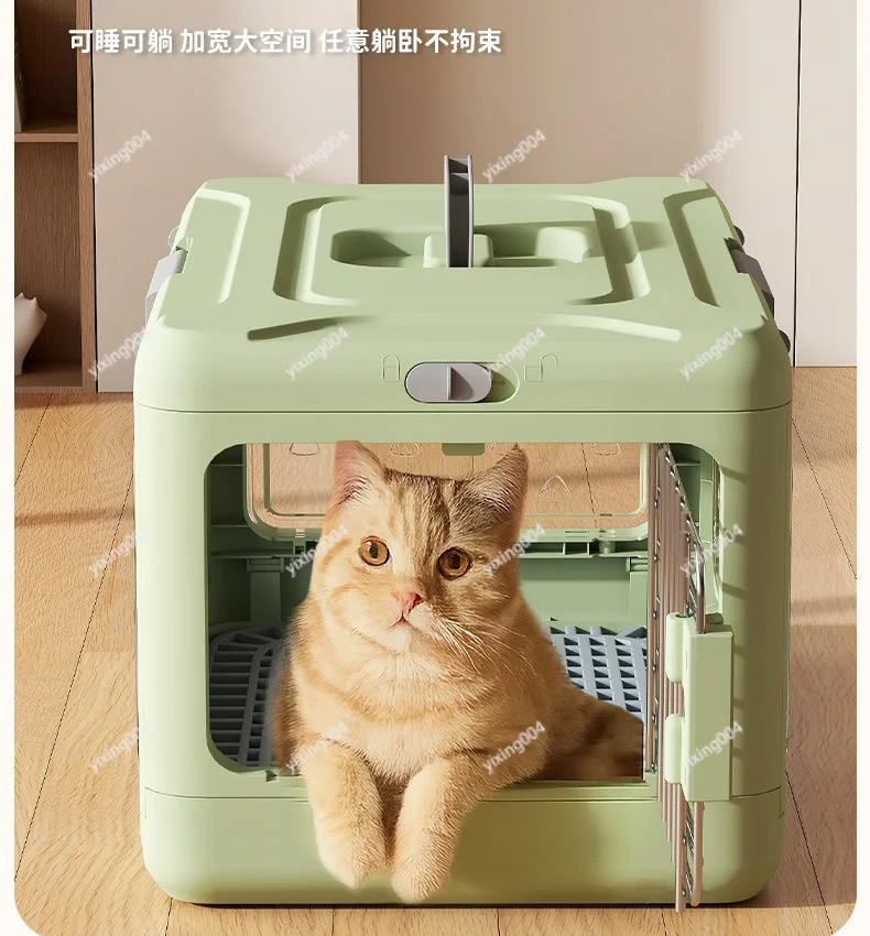 Hand Fold Vent Pet Transport Case Lightweight Cat Carrier For Travel Car Outdoor Outing