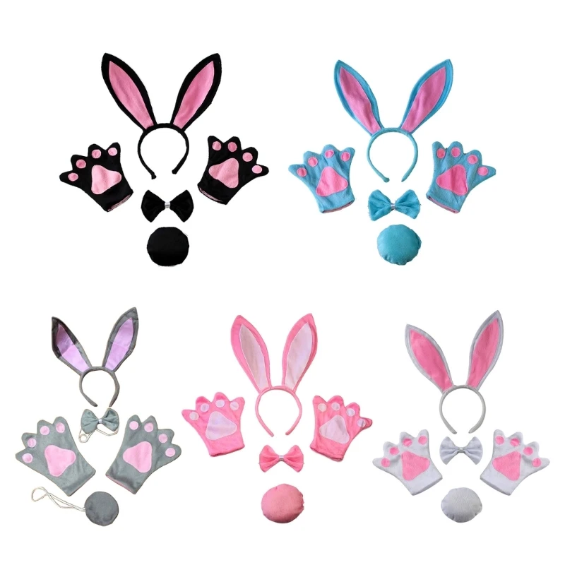 

Children Cosplay Party Costume Rabbit Headdress Bowtie Cos-play Clothes Accessories Party Props Girls Bunny Headband N58F