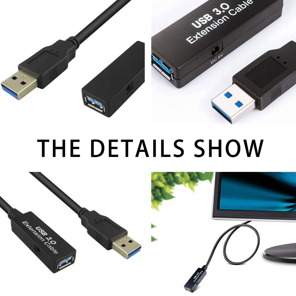 

Удлинительный кабель Usb3.0 длиной 15 м, пластик, медный материал, улучшенный релейный усилитель, чип, триламинновый экранированный провод для компьютера