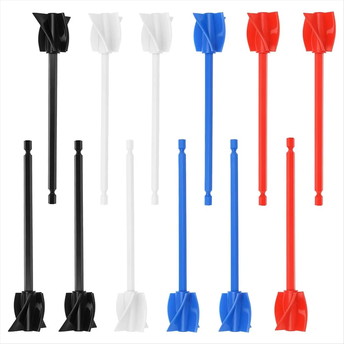 X16A Hot Epoxy Mixer Attachment for Drill, 12-Piece Set - Helix Paddles, Paint Stirrers Drill Attachment, 6.5-Inch