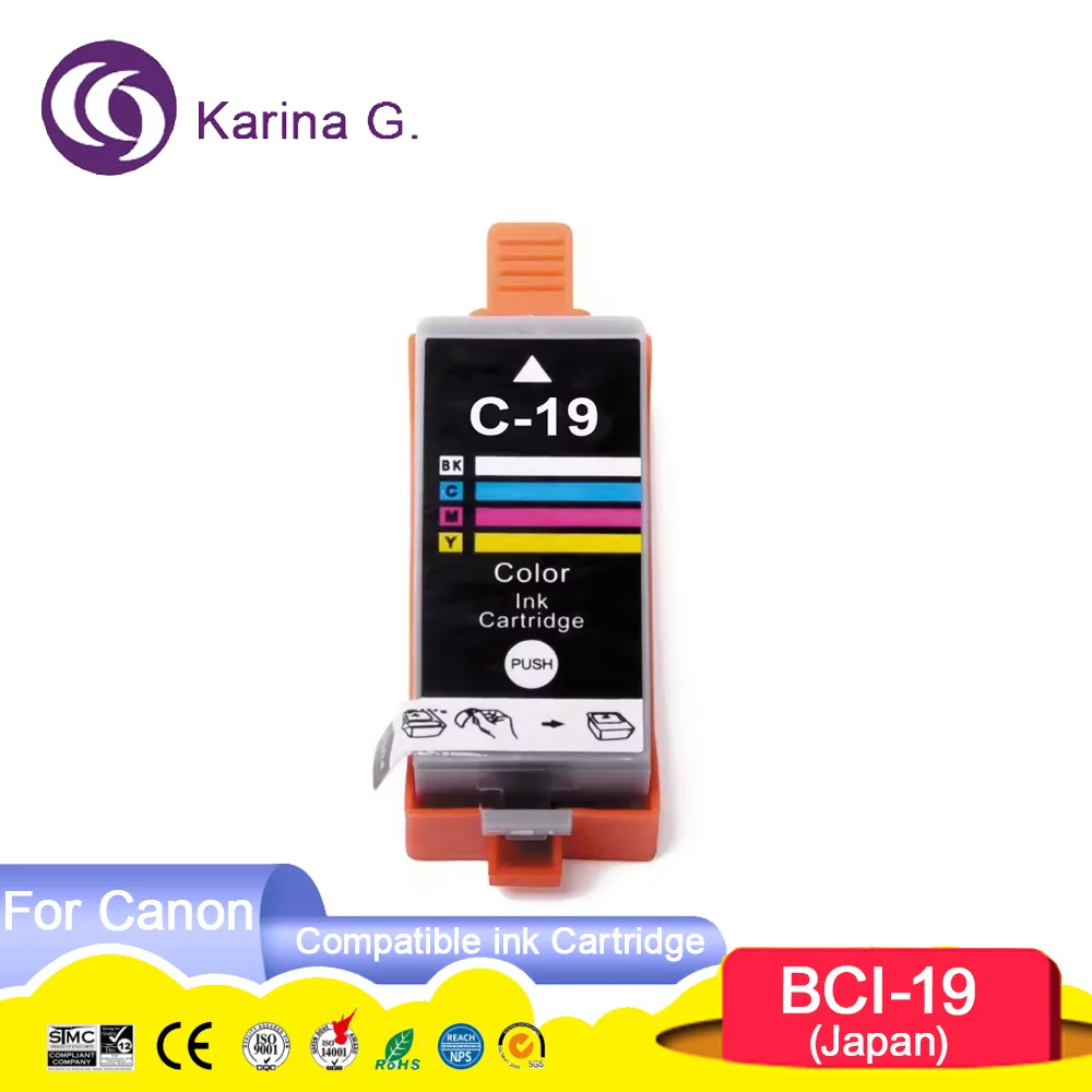 BCI-19BK BCI-19C BCI-19 BCI19 BCI 19 Premium Color Compatible Printer Ink Cartridge for Canon PIXUS IP100 IP110 MINI360 Printer