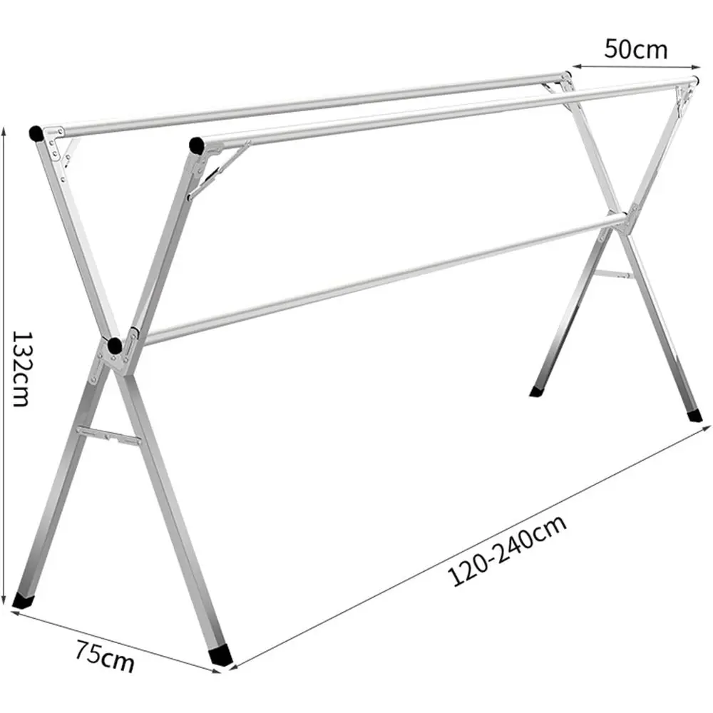 Portable Folding Clothes Drying Rack: Lightweight, Stable, Indoor/Outdoor Use (2.4m)
