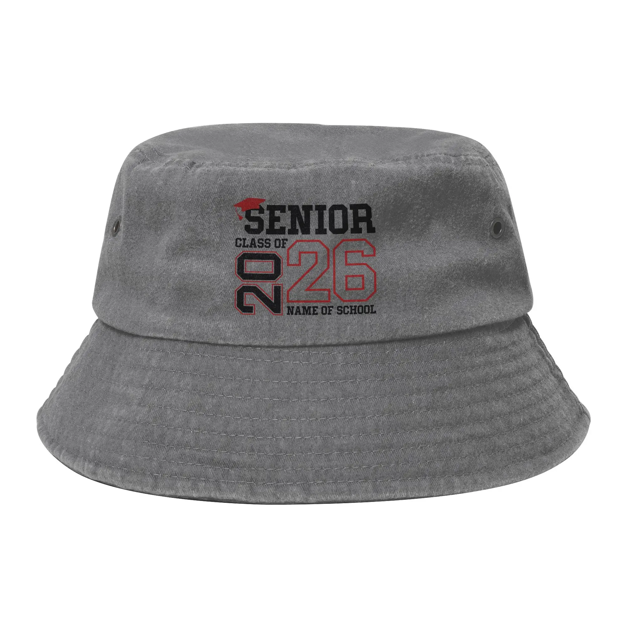 Senior Class of 2026 Graduation Bucket Hat Unisex Outdoor Distressed Cotton Fishing Hats Summer Beach Headwear Bob Hat